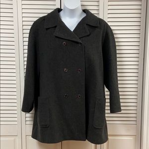 Anne Klein Double-Breasted Wool Peacoat